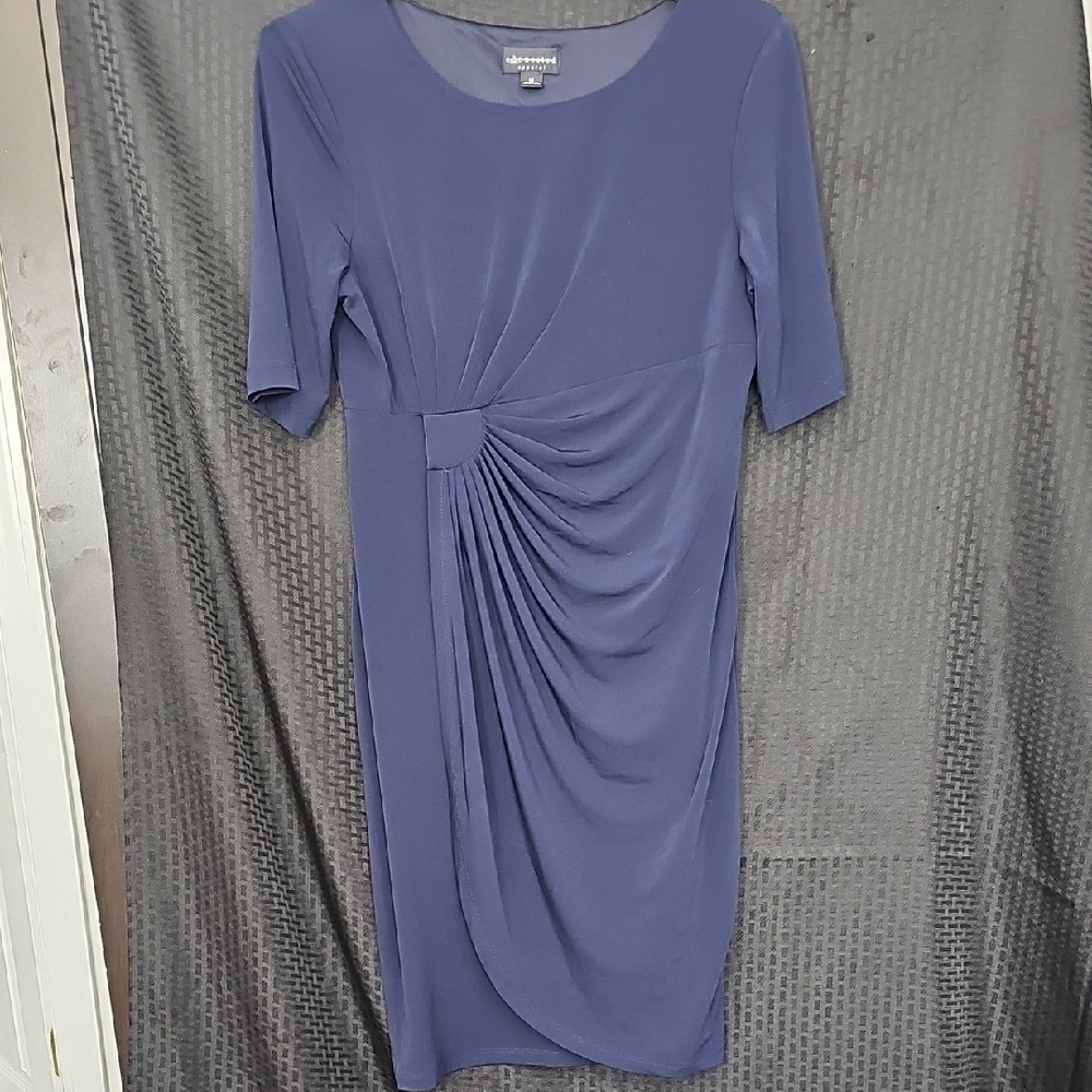 Maggy London Navy Draped Midi Dress